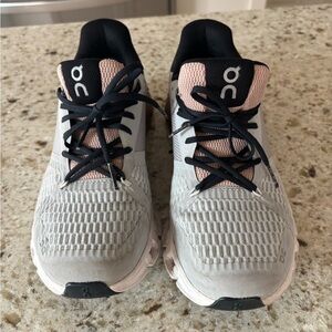 On Cloud Shoes in Gray and taupe